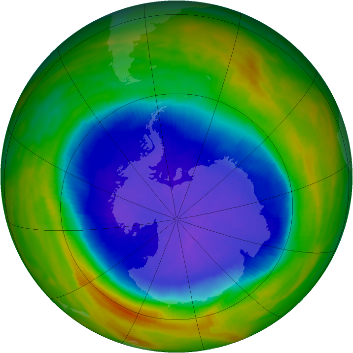 Antarctic ozone map for 01 October 1989